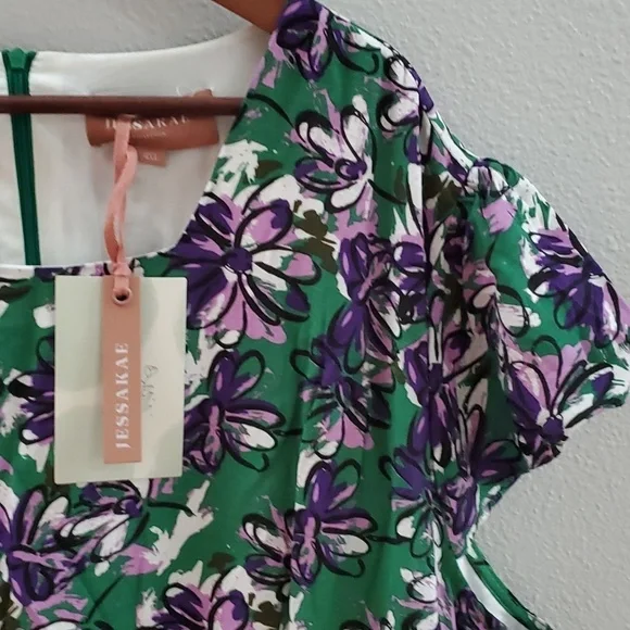 Jessakae Flowers square neck midi dress - Picture 3 of 13